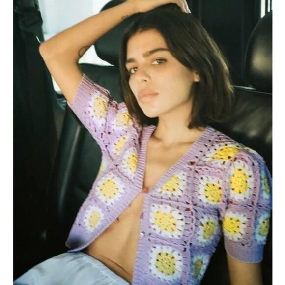 Zara Sweaters - Zara Crochet Knit Cardigan M